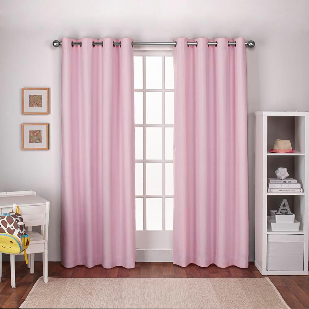 Textured Linen Bubble Gum Pink Thermal Grommet Top Window Curtain