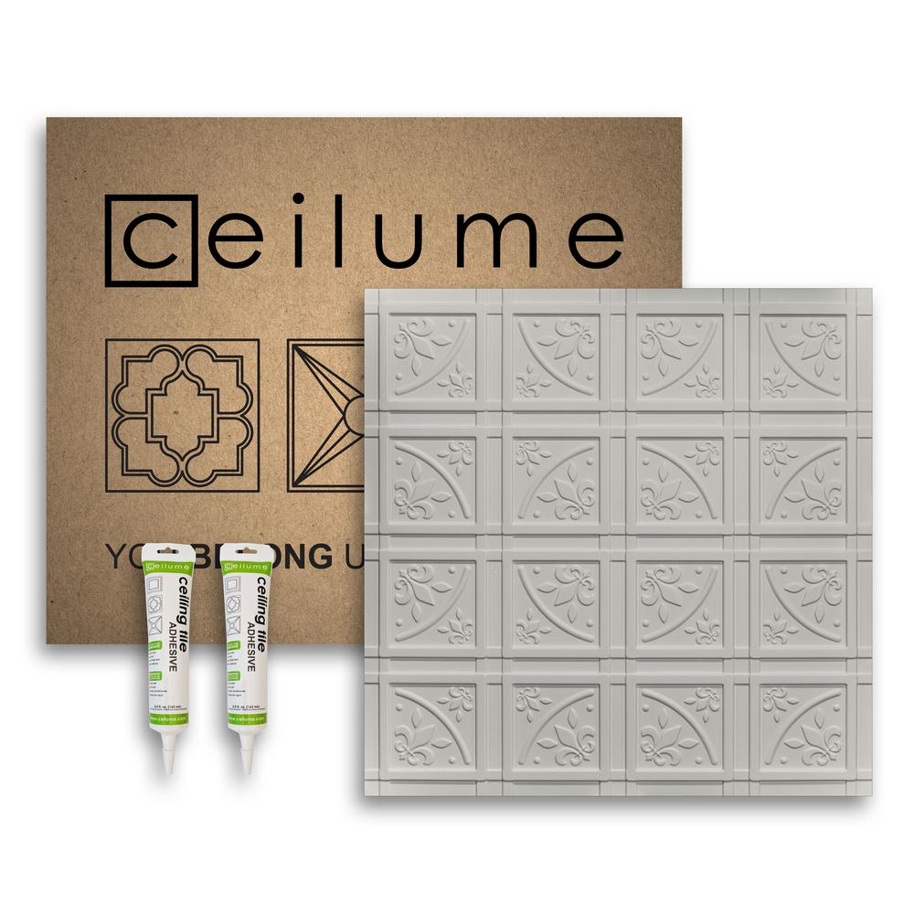 Ceilume Lafayette 2 Ft X 2 Ft Glue Up Vinyl Ceiling Tile And