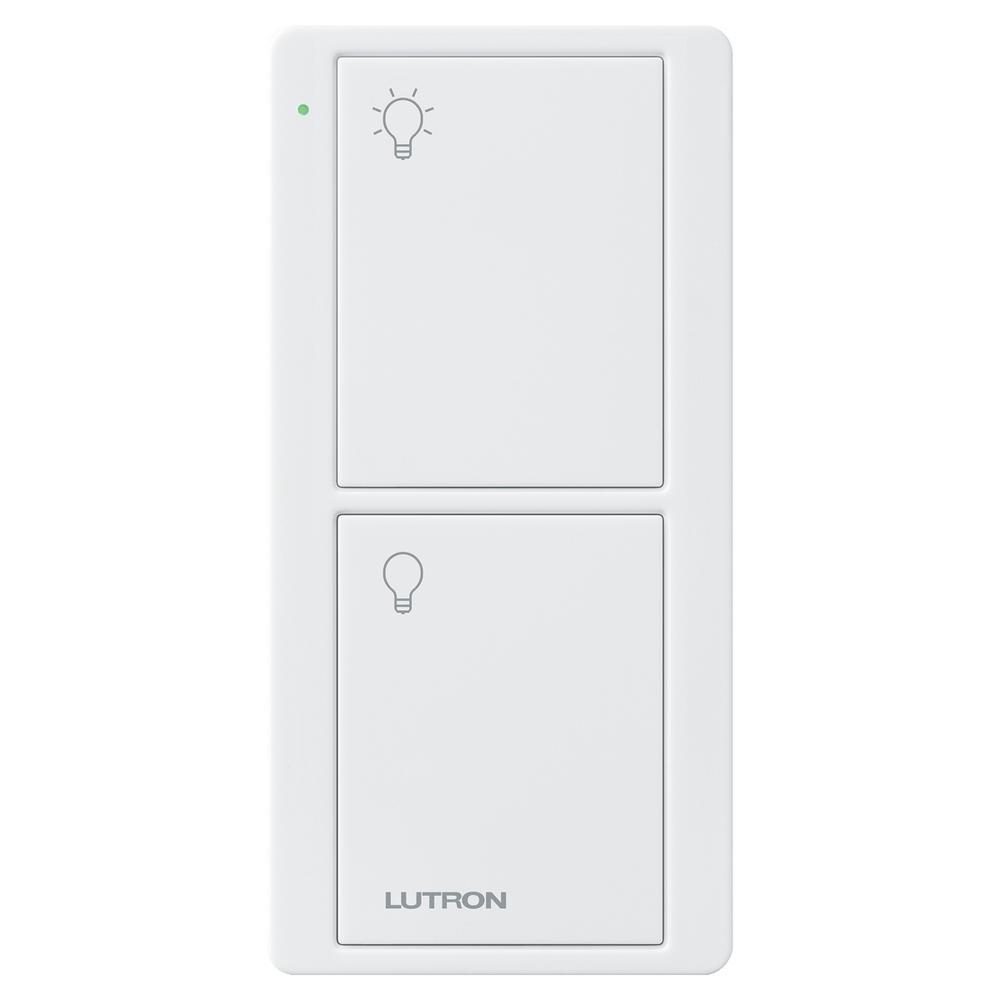 Lutron 2 Button Pico Remote Control For Caseta Wireless Switch White Pj2 2b Gwh L01 The Home Depot