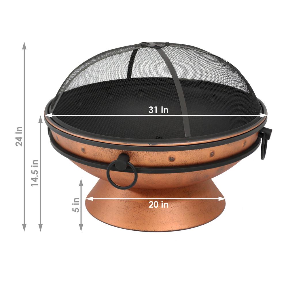 Sunnydaze Decor 30 In Copper Royal Cauldron Fire Pit With Handles And Spark Screen Nb Ffp30 Copper The Home Depot