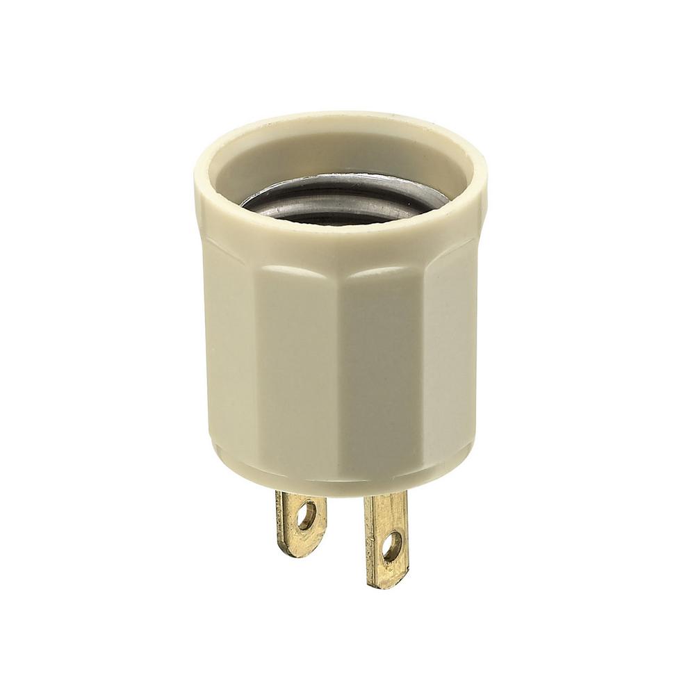 Light Socket Plug Adapters Wiring Devices Controls The 600 Watt Medium Base Outlet To Socket Lamp Holder Ivory