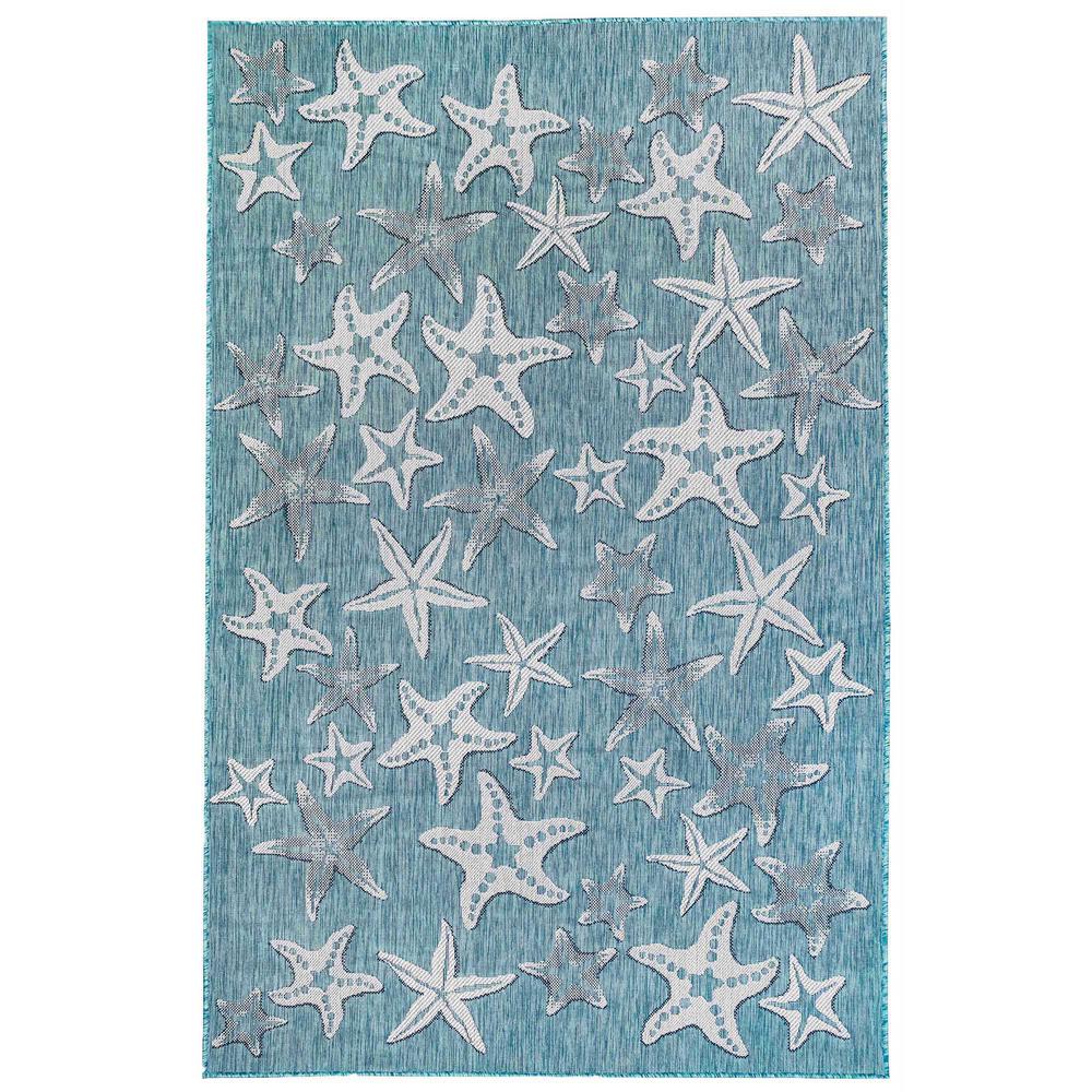 Liora Manne Carmel Starfish Indoor Outdoor Rug Aqua 6 6 X9 4