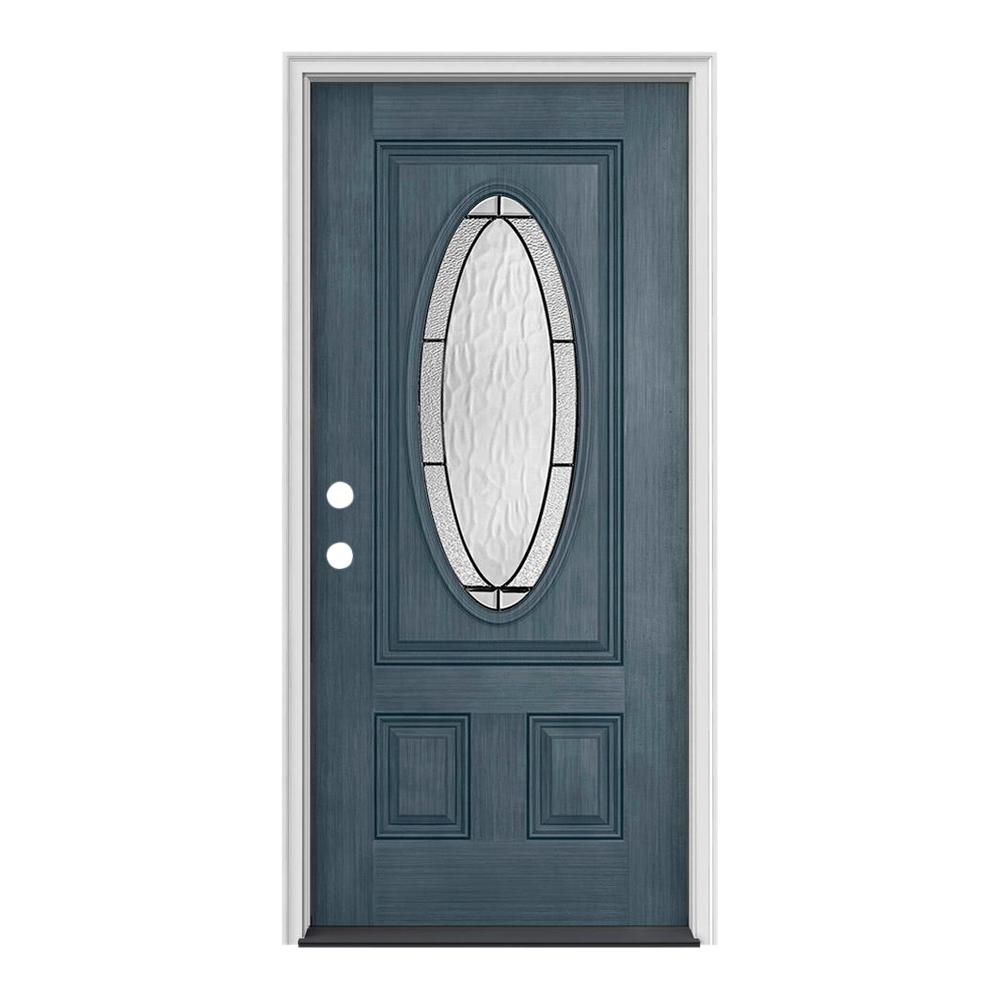 Jeld Wen 36 In X 80 In 3 4 Oval Lite Wendover Denim Stained