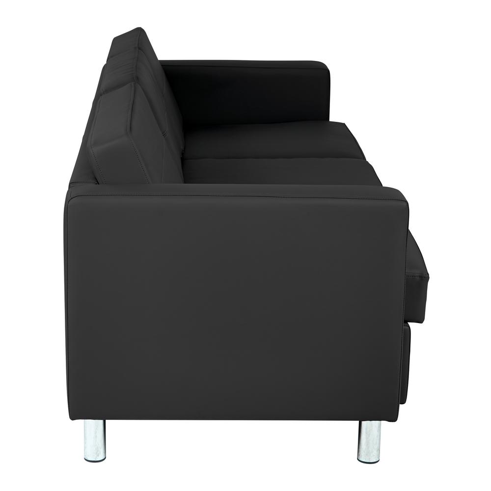 Osp Home Furnishings Pacific Dillon Black Vinyl Sofa Couch With Pacific Dillon Black Vinyl Sofa Couch