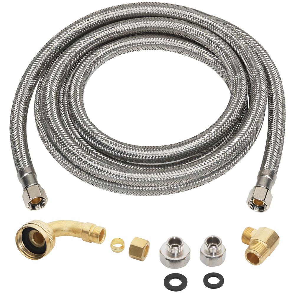 Everbilt 3 8 In X 3 8 In X 96 In Stainless Steel Universal Dishwasher Supply Line 7223 96 38 6e Eb The Home Depot