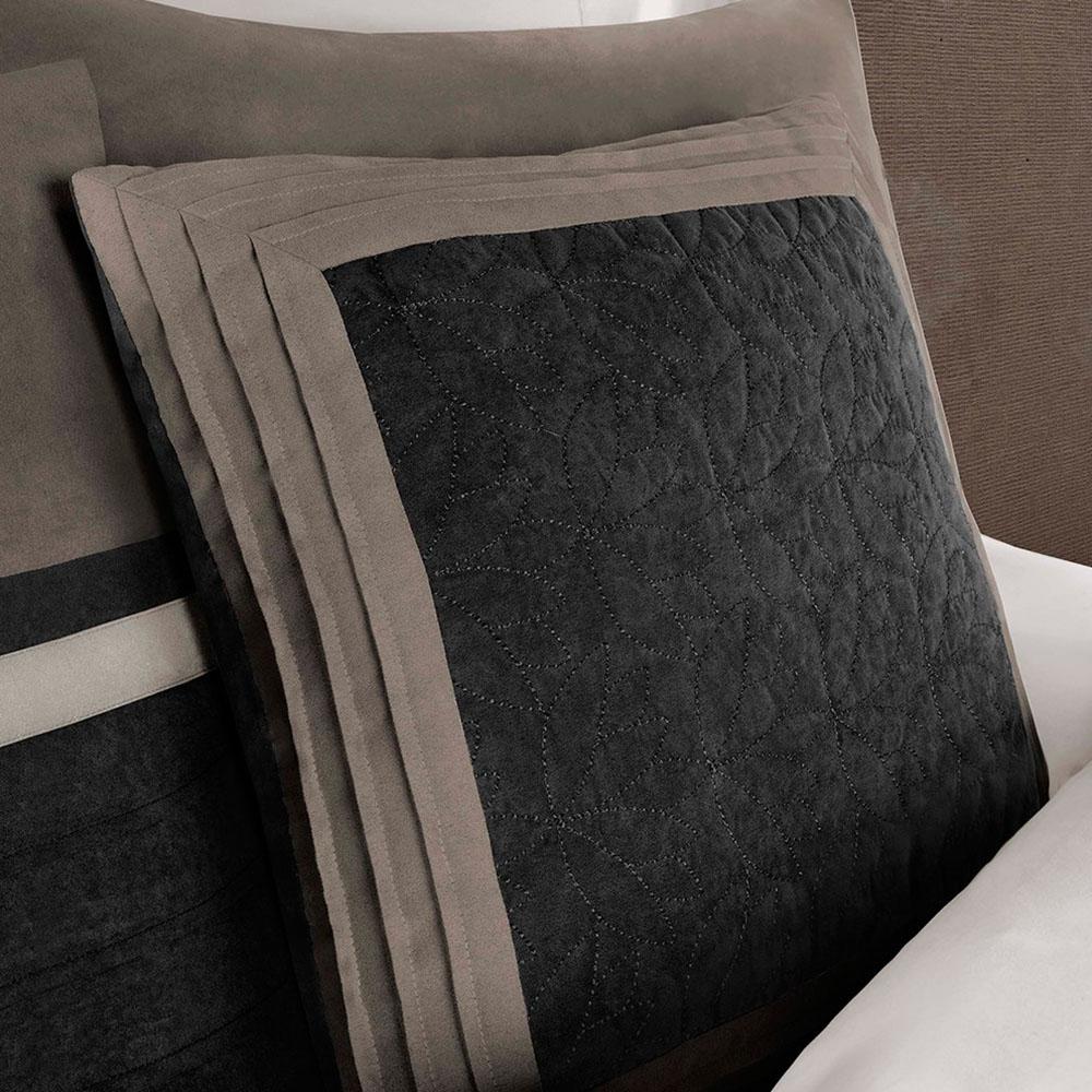 Madison Park Teagan 7 Piece Black Gray Queen Comforter Set Mp10