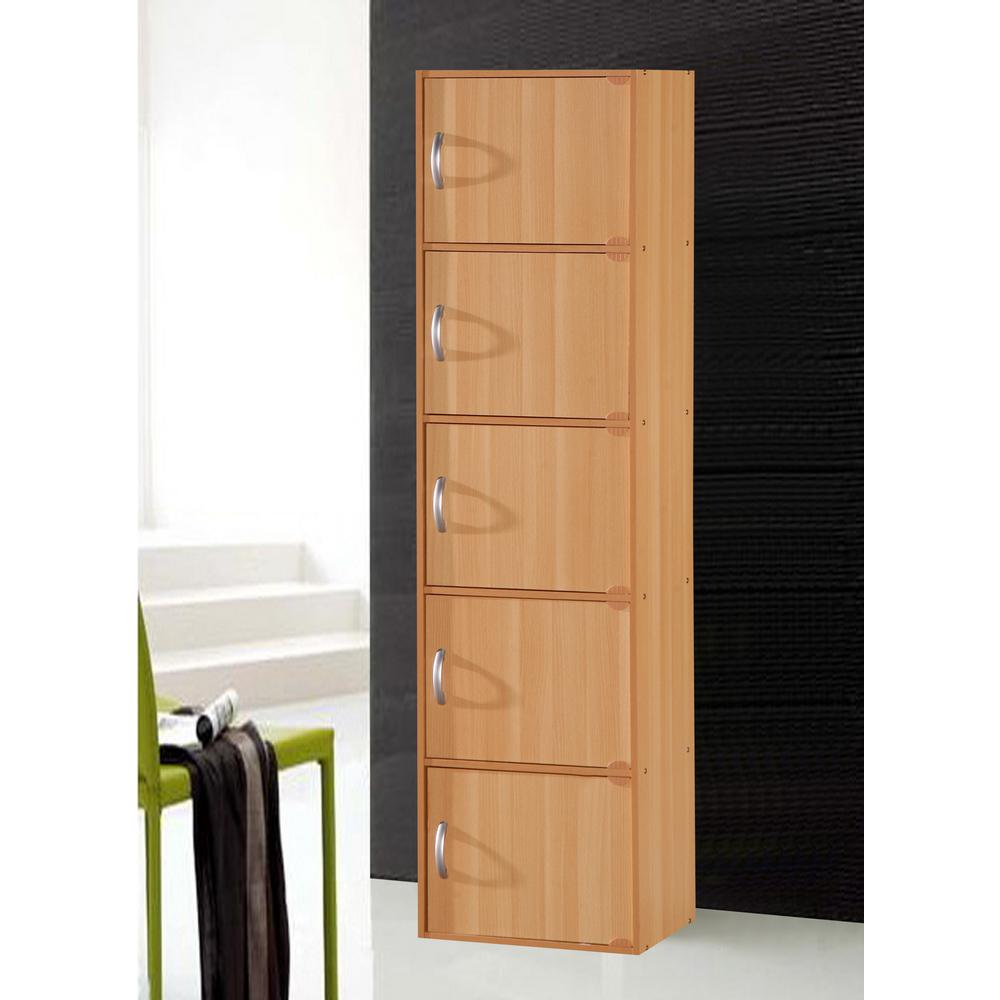 Hodedah 5Shelf, 59 in. H Black Bookcase with DoorsHID5 BLACK The