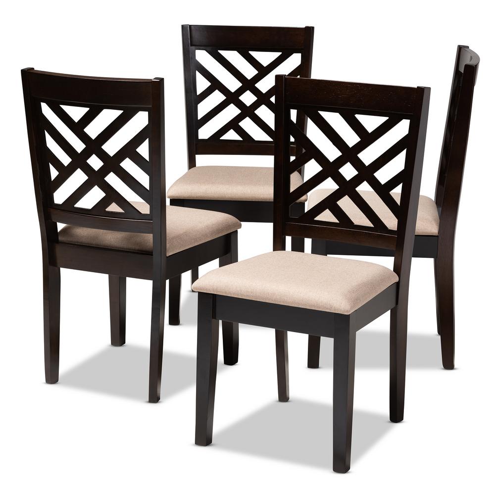 Set of 4 Caron Finished Wood Dining Chairs Brown - Baxton Studio