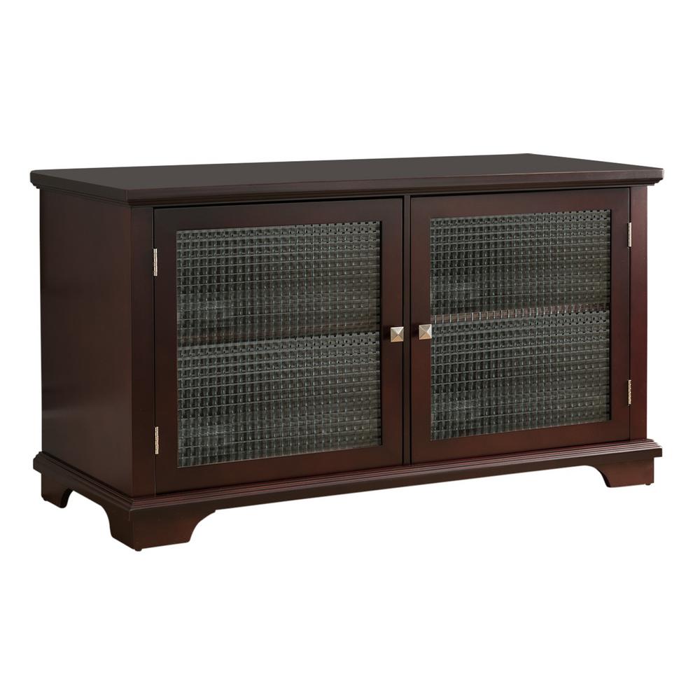 Kings Brand Furniture Walnut Finish Wood Glass Door Storage