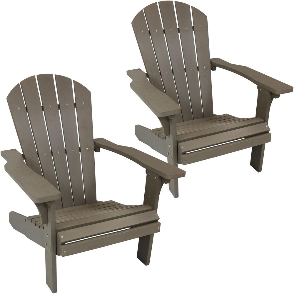 Sunnydaze Decor All-Weather Gray Patio Plastic Adirondack Chair (Set of