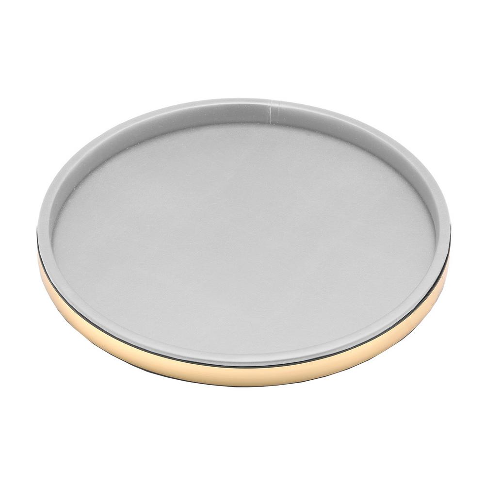 Kraftware Sophisticates 14 in. Round Serving Tray in White and Polished
