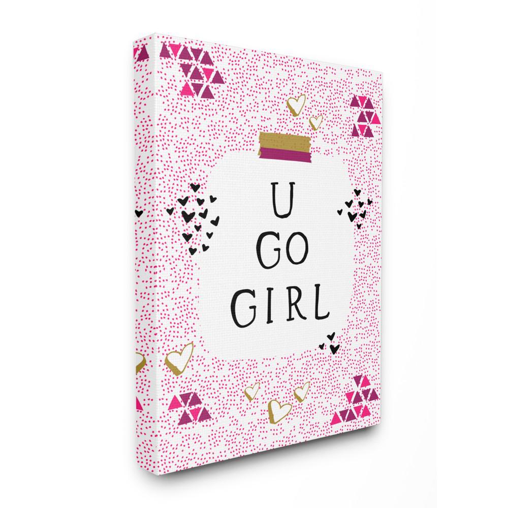 30 In X 40 In U Go Girl Shapes White Glam Girl By Border Bloom Printed Canvas Wall Art