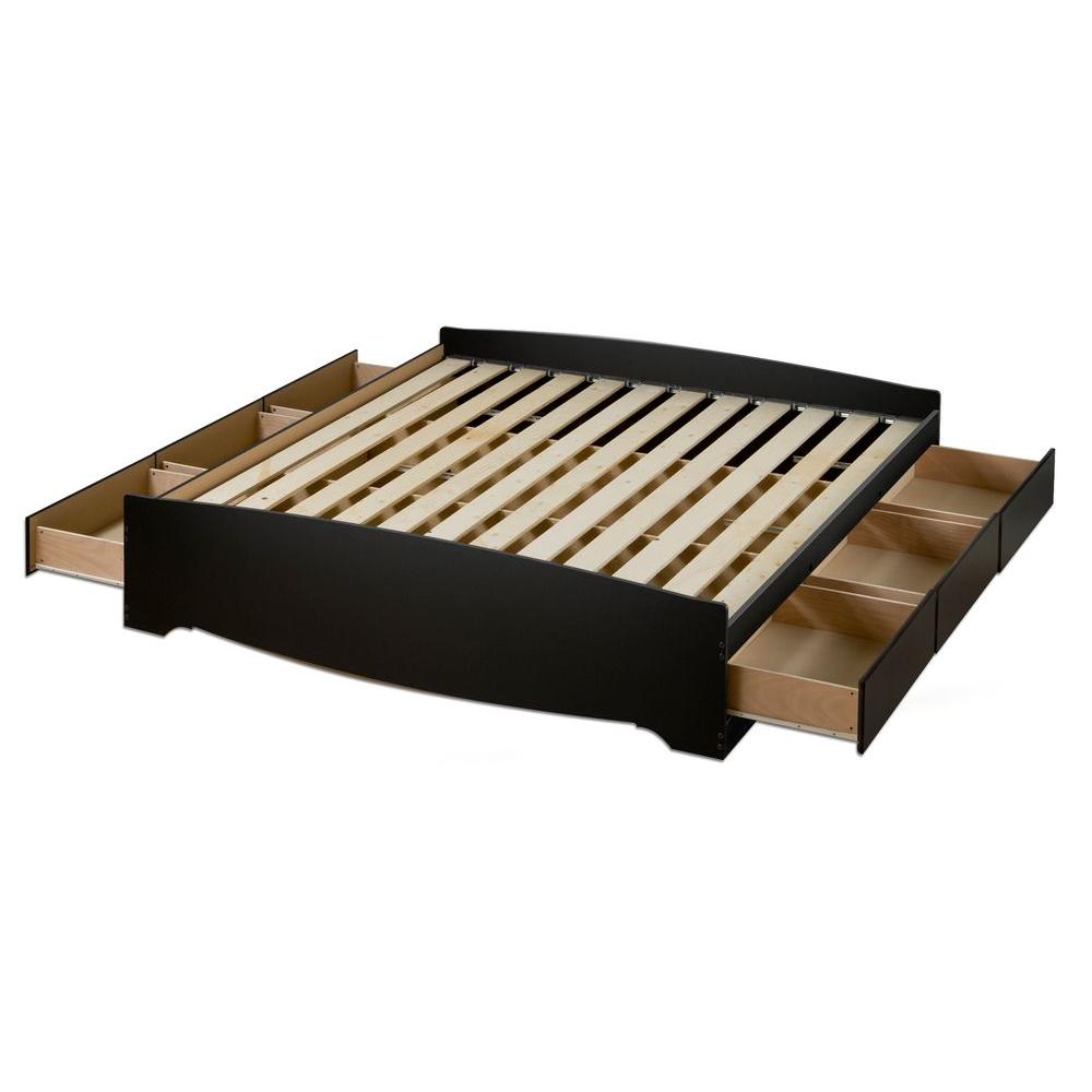 King Size Cherry Platform Bed Frame, Diy King Size Platform Bed With Drawers