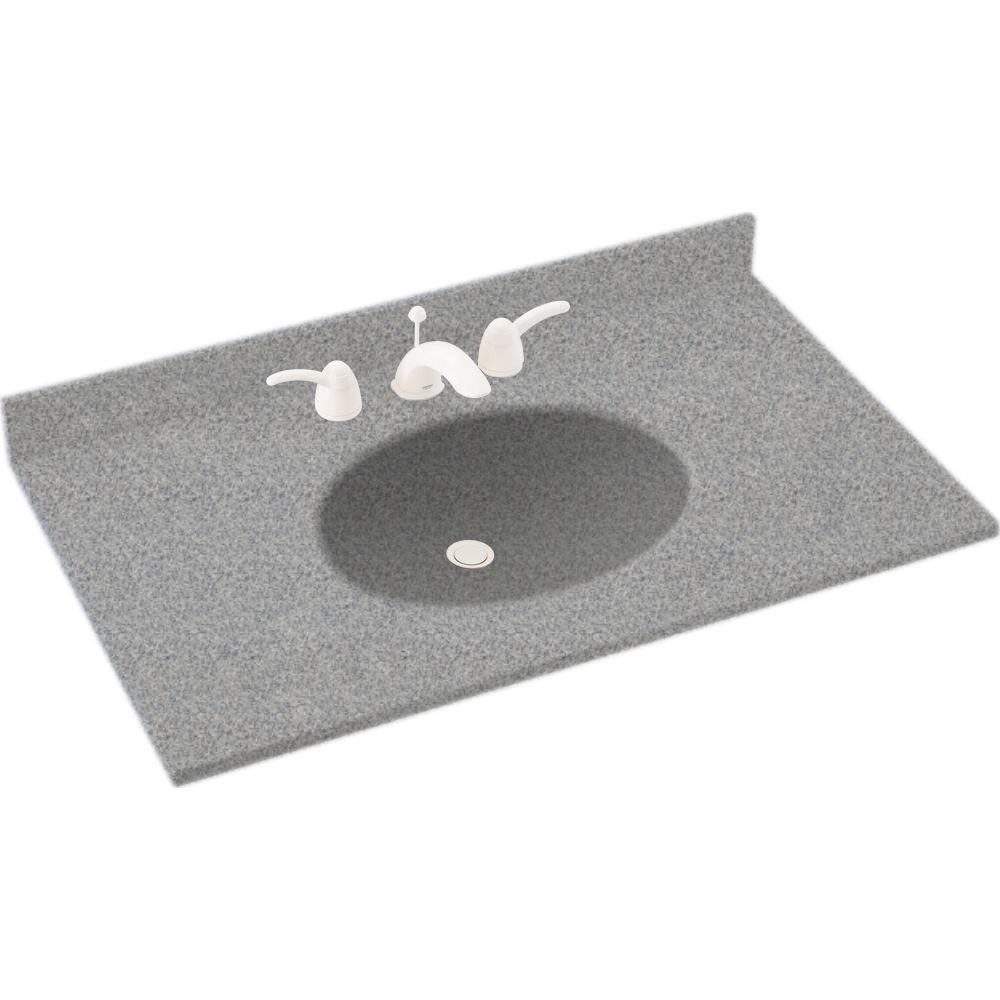 Swan Ellipse 61 in.W x 22 in. D Solid Surface Double Basin Vanity Top in Arctic Granite with