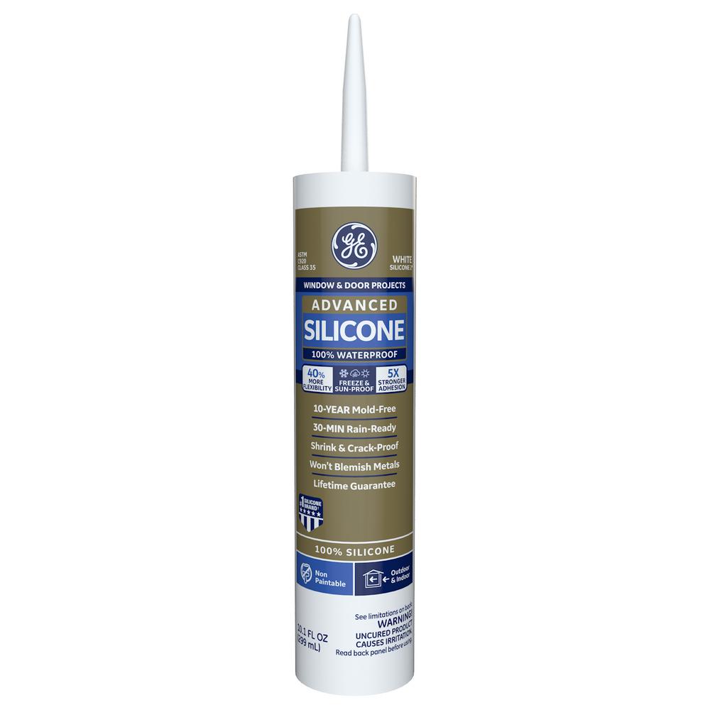 Ge Advanced Silicone 2 10 1 Oz White Window And Door Silicone Sealant Caulk Ge5010 12c The Home Depot