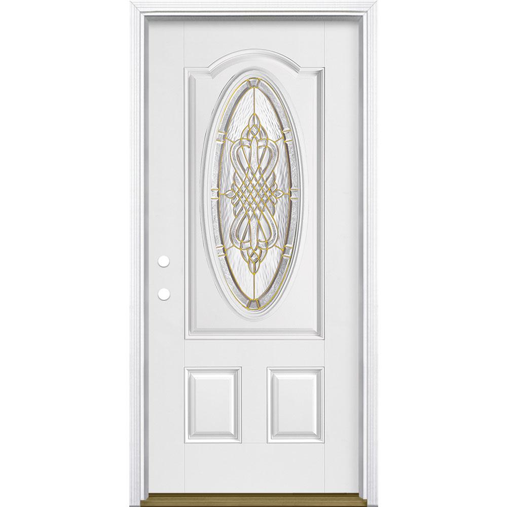 Masonite 36 In X 80 In New Haven 3 4 Oval Right Hand Inswing