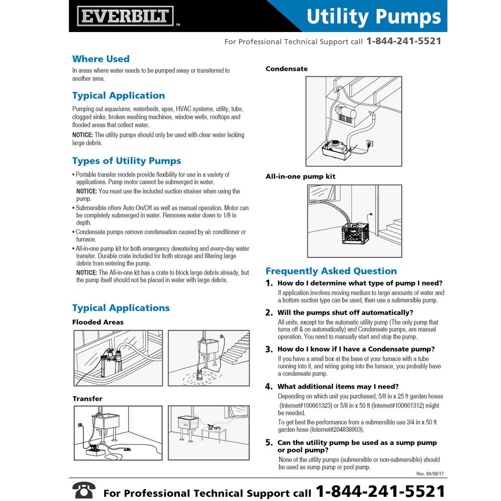 Everbilt 115Volt Condensate Removal Pump Automatic Operation Large
