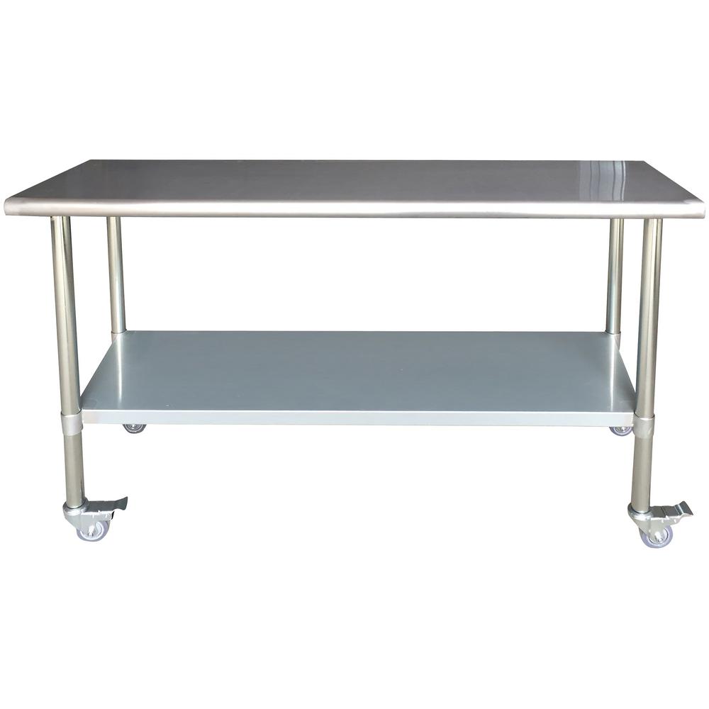 Sportsman Stainless Steel Kitchen Utility Table With Locking Casters 802788 The Home Depot