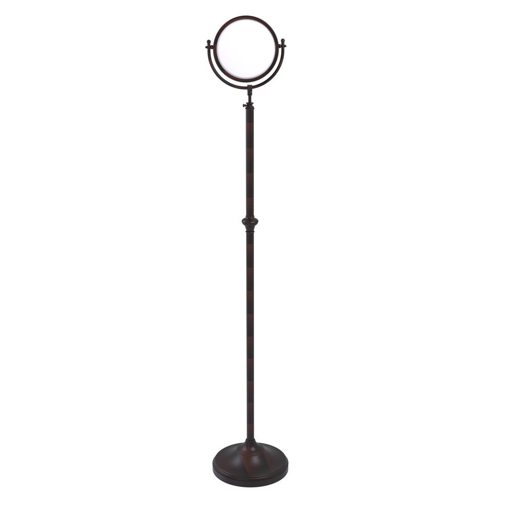 Allied Brass Adjustable Height Floor 10 5 In X 56 In Standing Make Up Mirror 8 In Dia With 5x Magnification In Venetian Bronze Dmf 2 5x Vb The Home Depot