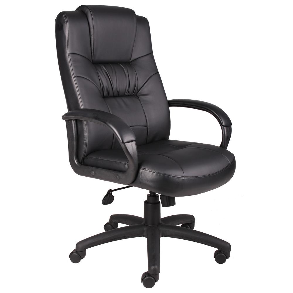 Boss Black Leatherplus Executive Chair-B7501 - The Home Depot