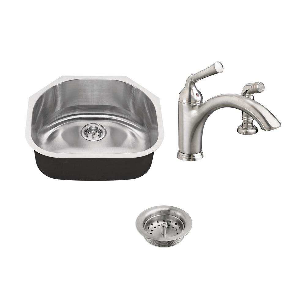 American Standard Portsmouth All In One Undermount Stainless Steel 23 In Single Bowl Kitchen Sink With Faucet In Stainless Steel