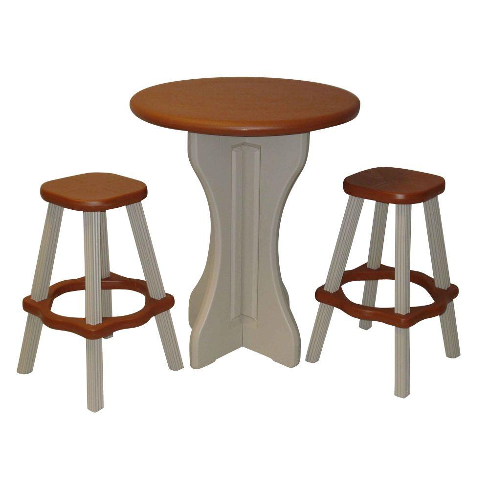Mid Century Modern Bar Height Dining Sets Outdoor Furniture Redwood 3 Piece Patio Bistro Set
