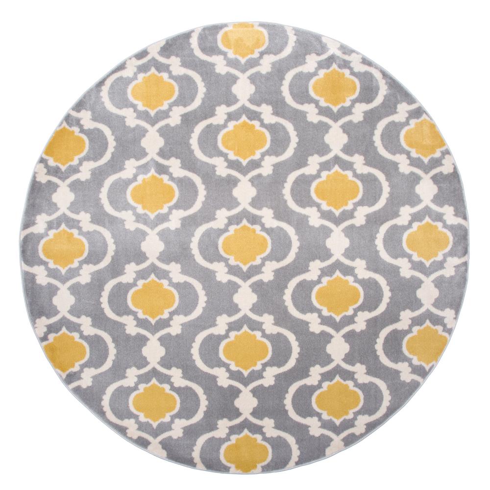 World Rug Gallery Contemporary Moroccan Trellis Gray Yellow 6 Ft In Indoor Round Area World Rug Gallery Contemporary Moroccan Trellis Gray Yellow 6 Ft In Indoor Round Area