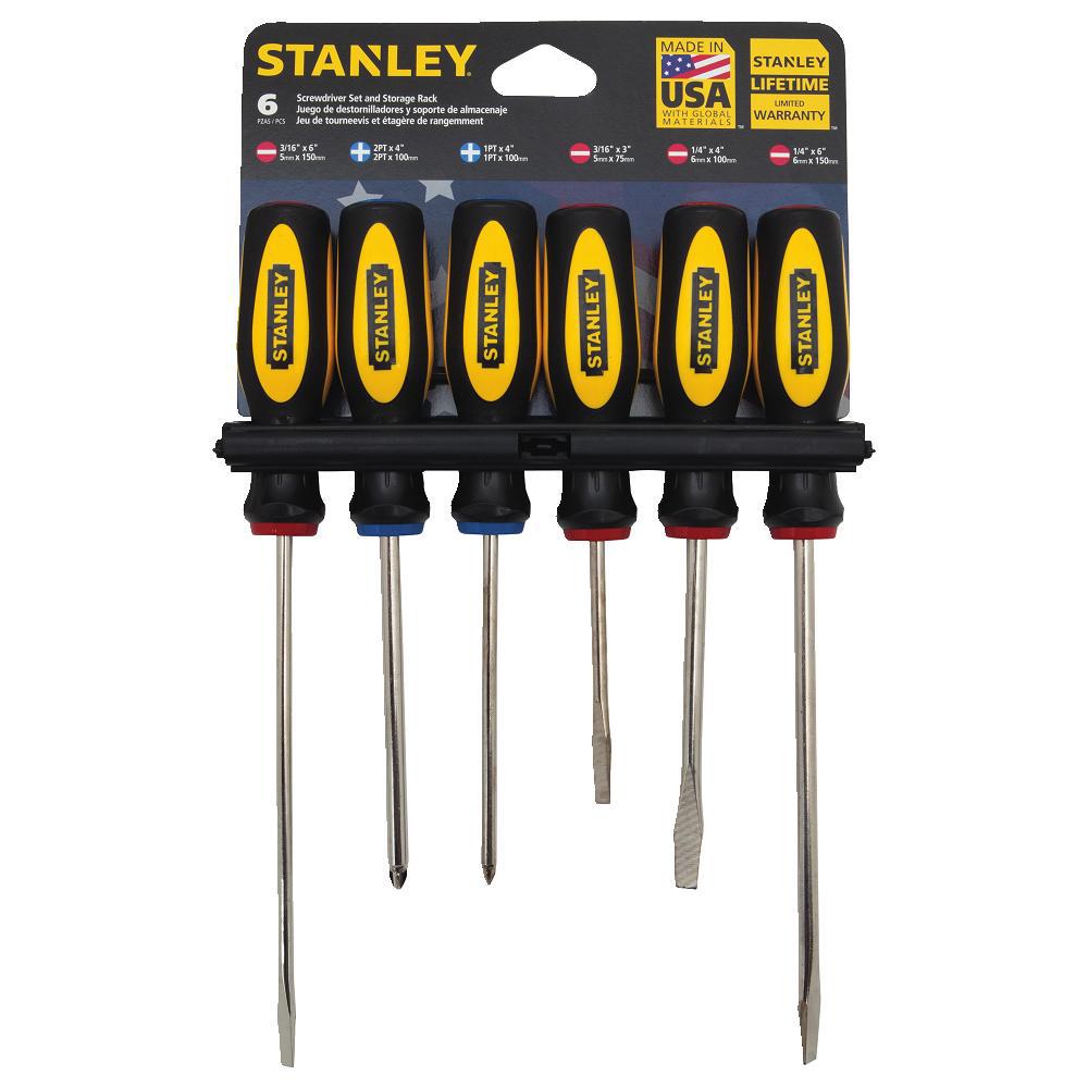 6 Screwdriver Set Stanley Philips Flathead Standard Screw