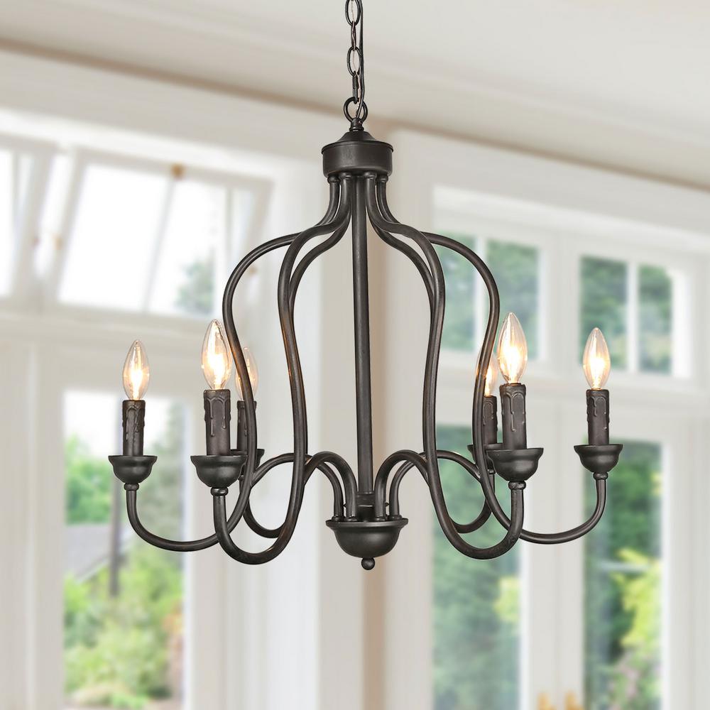 Dsi Chloe Collection 5 Light Black Chandelier With Cascading