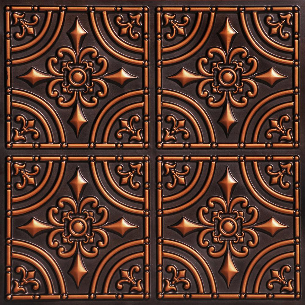 Glue Up Surface Mount Tiles Ceiling The Home Depot Iron Wrought 2 Ft X Pvc Glue Up Ceiling Tile In