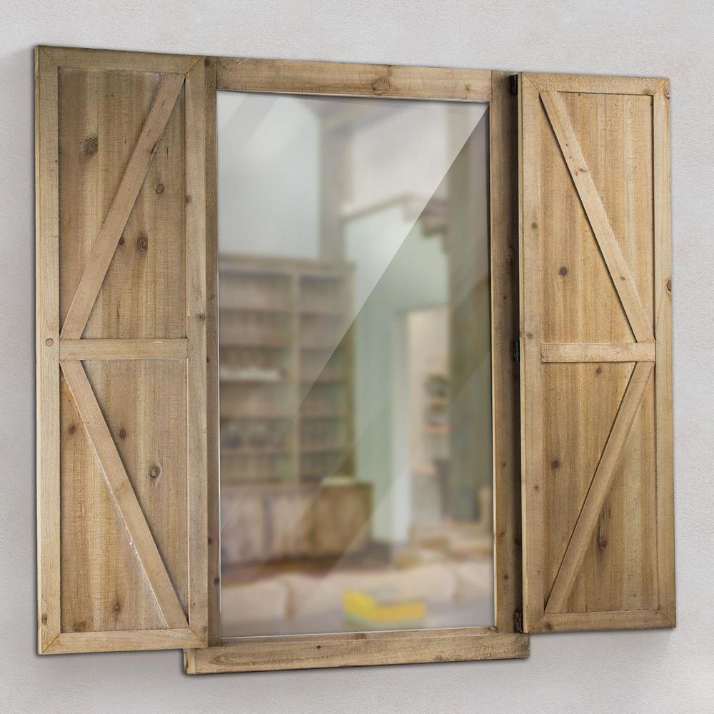 Crystal Art Gallery Shuttered Wall Mirror With Rustic Wooden Frame Crystal Art Gallery Shuttered Wall Mirror With Rustic Wooden Frame