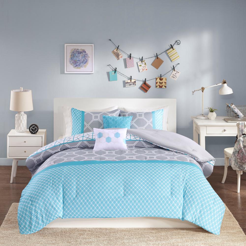 Intelligent Design Zara 4 Piece Blue Twin Comforter Set Id10 164
