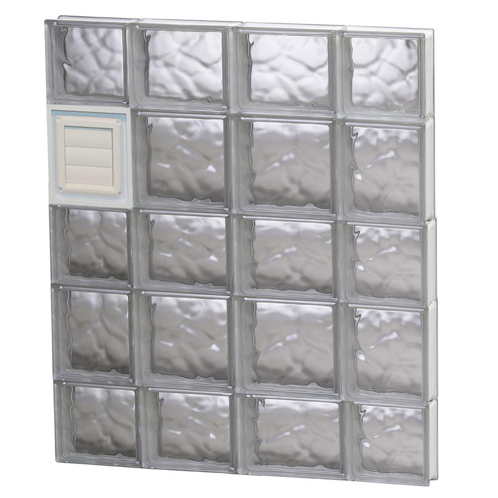 Clearly Secure 27 In X 32 75 3 125 Frameless Wave Pattern Glass Block Window With Dryer Vent