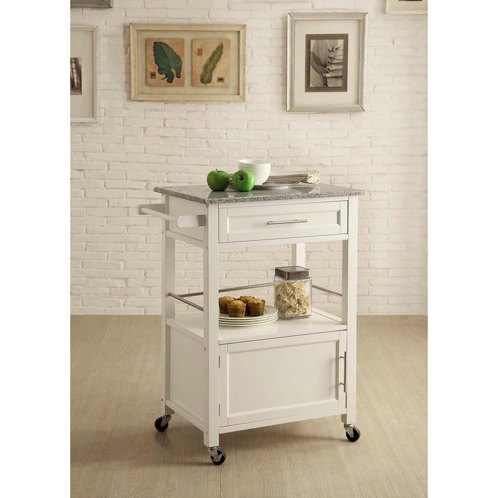 Linon Home Decor Mitchell White Kitchen Cart With Storage