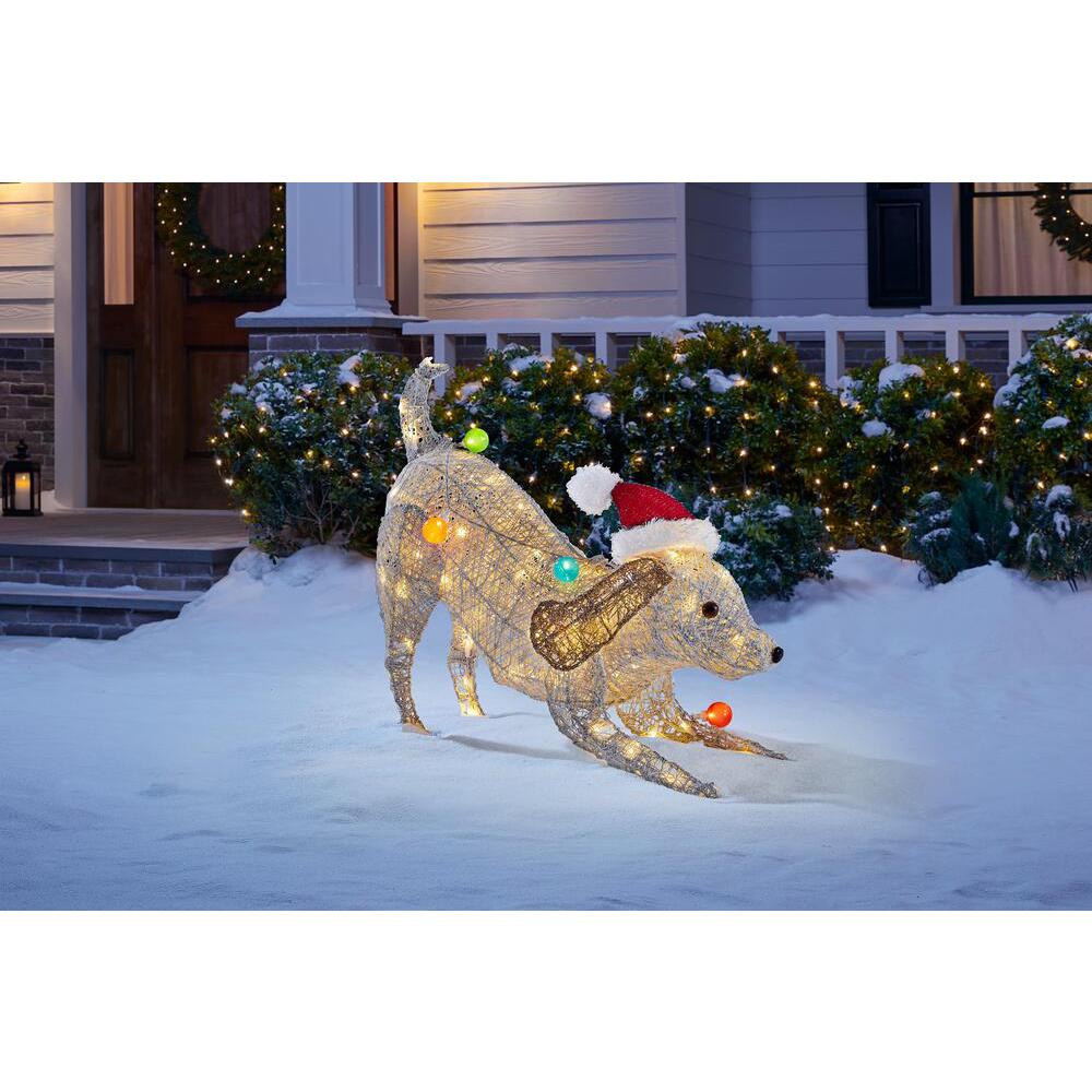 White Dog Outdoor Christmas Decoration 