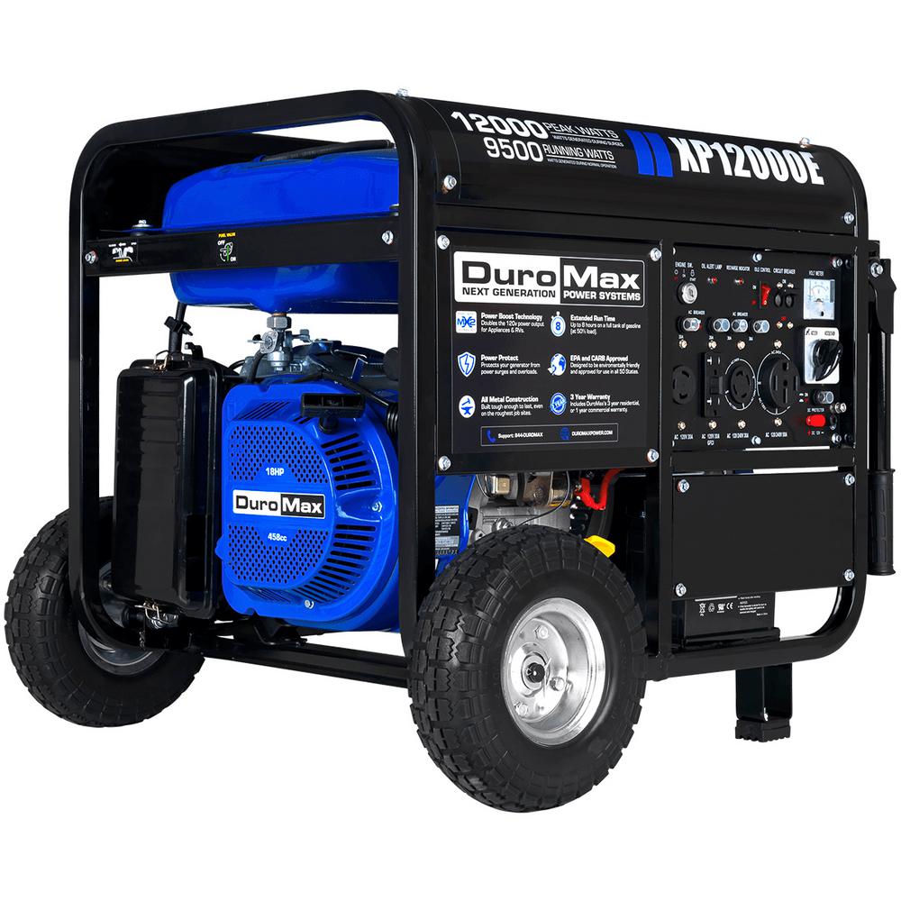 Duromax 12,000Watt/9,500Watt 18 HP Gasoline Powered Portable Electric Start Generator with