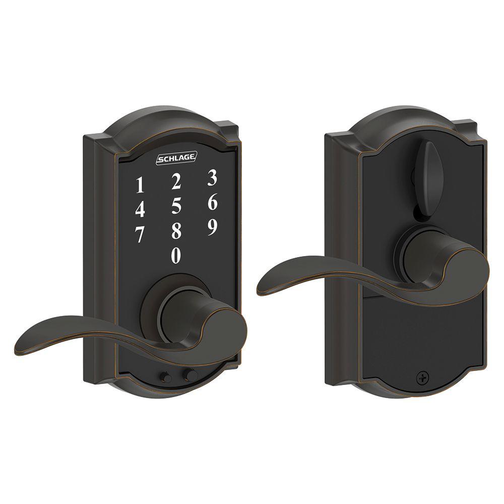 Schlage Camelot Antique Pewter Electronic Door Lock With Accent