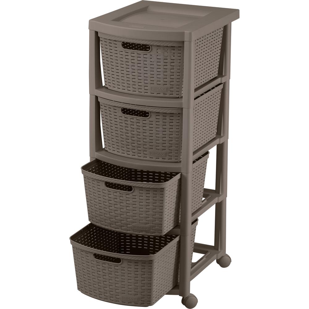 Plastic Kitchen Carts Islands Utility Tables The Home 4 Drawer Brown Rolling Utility Cart 13 In W Mocca