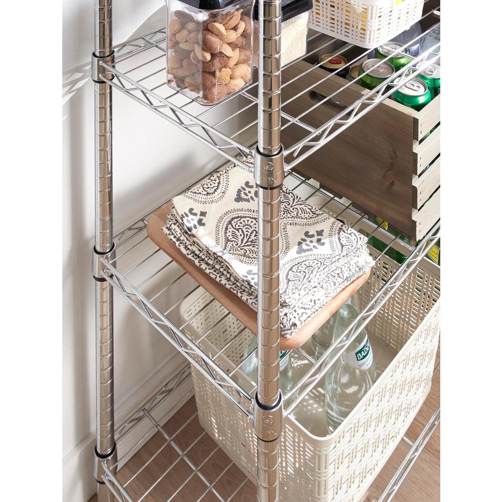 Hdx Chrome 4 Tier Metal Wire Shelving Unit 36 In W X 54 In H X 14 In D Eh Wsthdus 004 The Home Depot