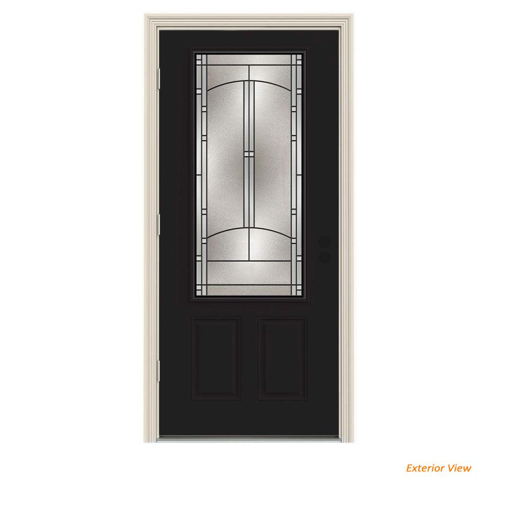 Jeld Wen 32 In X 80 In 3 4 Lite Idlewild Black W White Interior