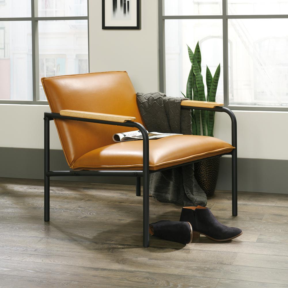 Sauder Boulevard Cafe Camel Leather Like Metal Chair 422356