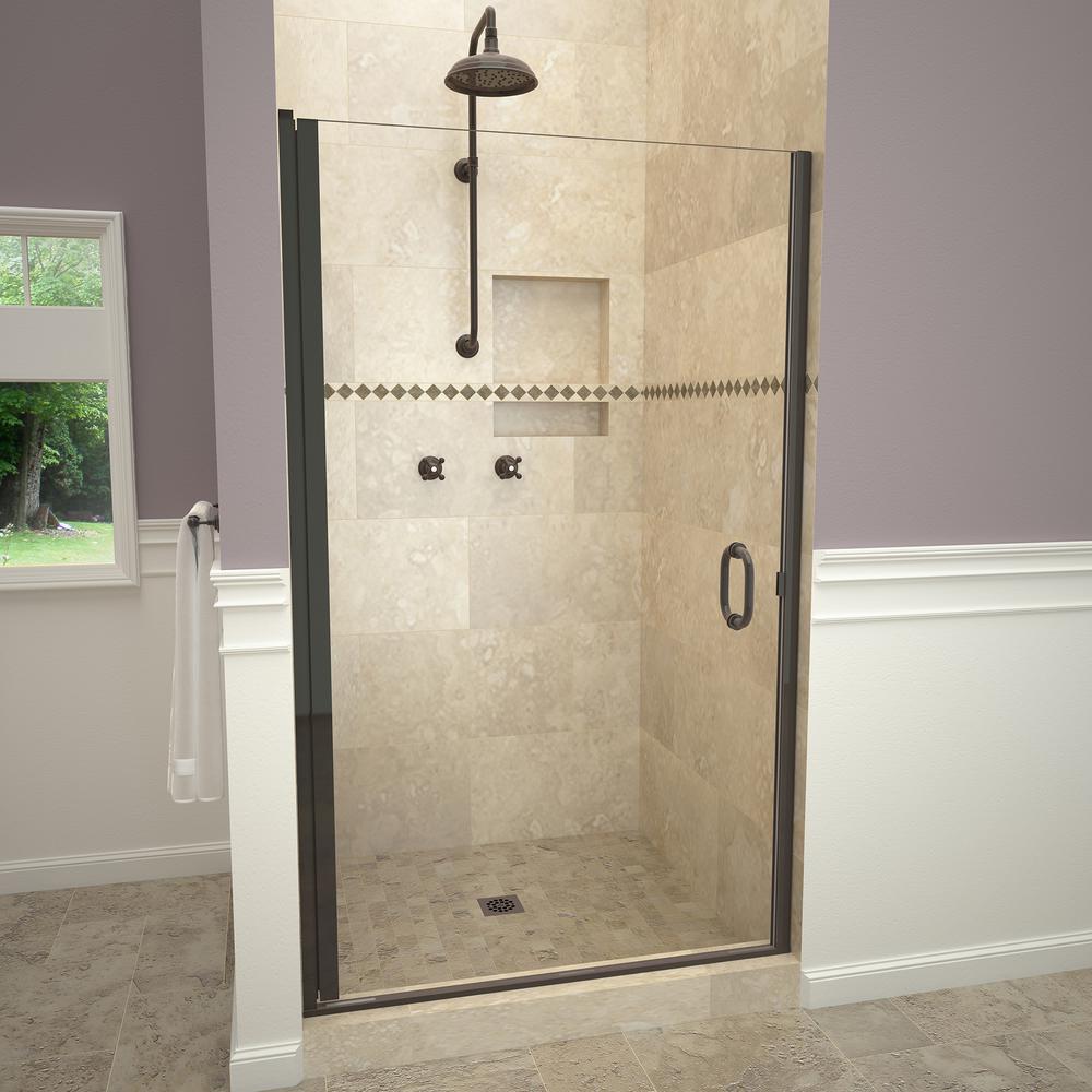 Redi Swing 1200 Series 34 In W X 76 H Semi Frameless Pivot Shower Door Oil Rubbed Bronze With Pull Handle And Clear Gl Redi Swing 1200 Series 34 In W X 76 H Semi Frameless Pivot Shower Door Oil Rubbed Bronze With Pull Handle And Clear Gl