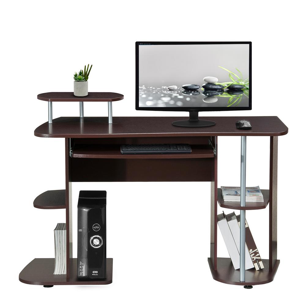 Techni Mobili Chocolate Complete Computer Workstation Desk With