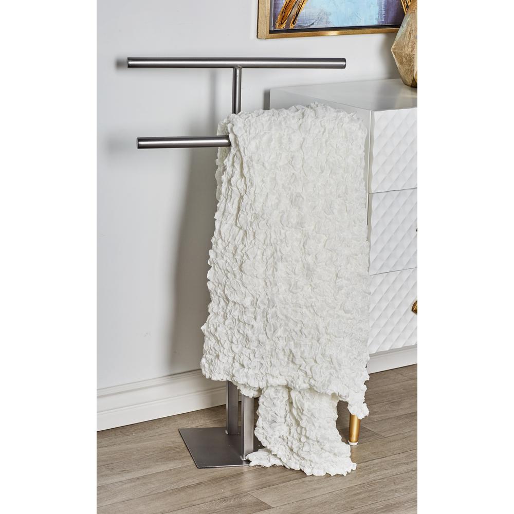 Silver Iron Standing Coat Rack with Double T-Bars