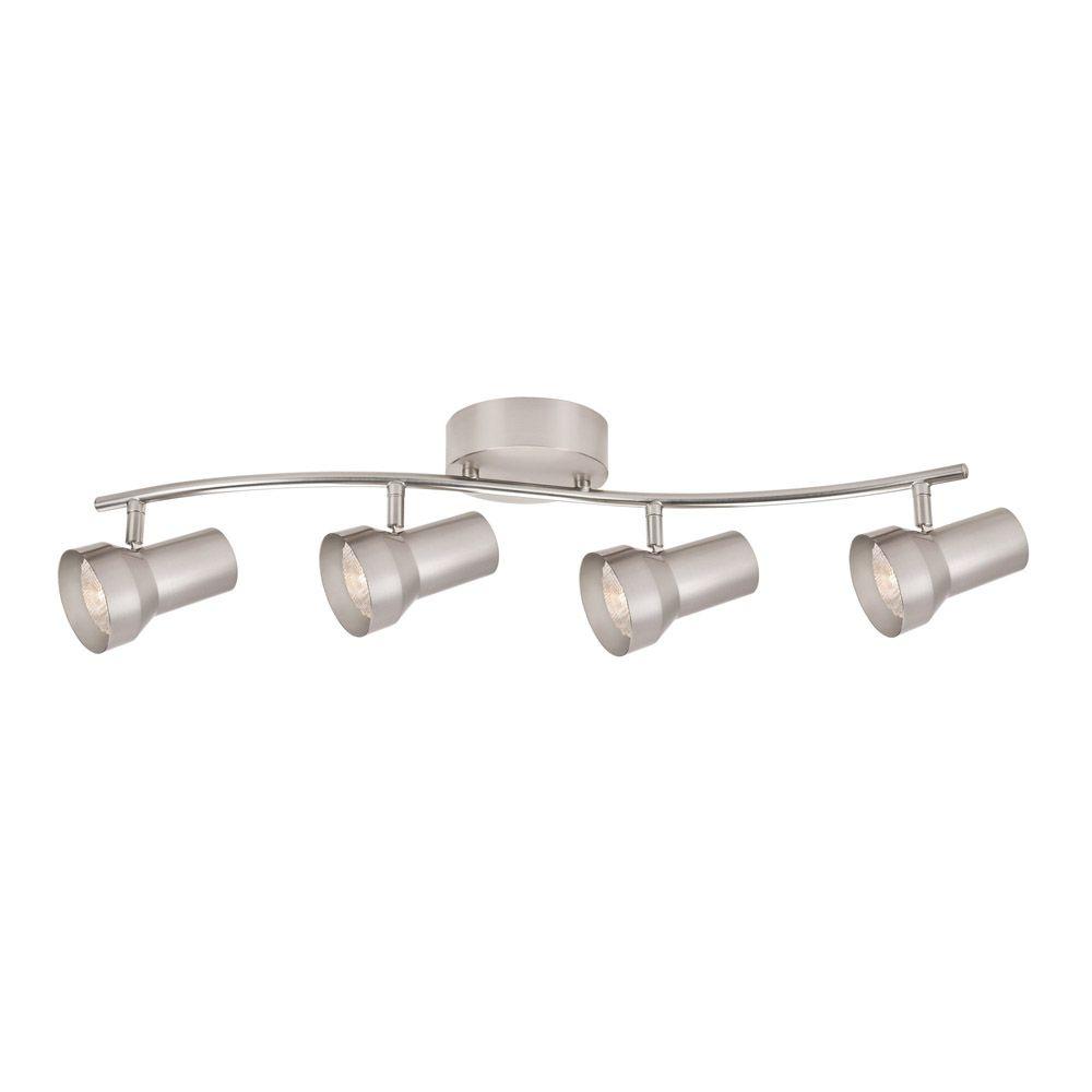 Hampton Bay 3 Light Brushed Steel Pinhole Cylinder Linear Track 4 Light Brushed Nickel Fixed Track Lighting Kit With Wave Bar Metal