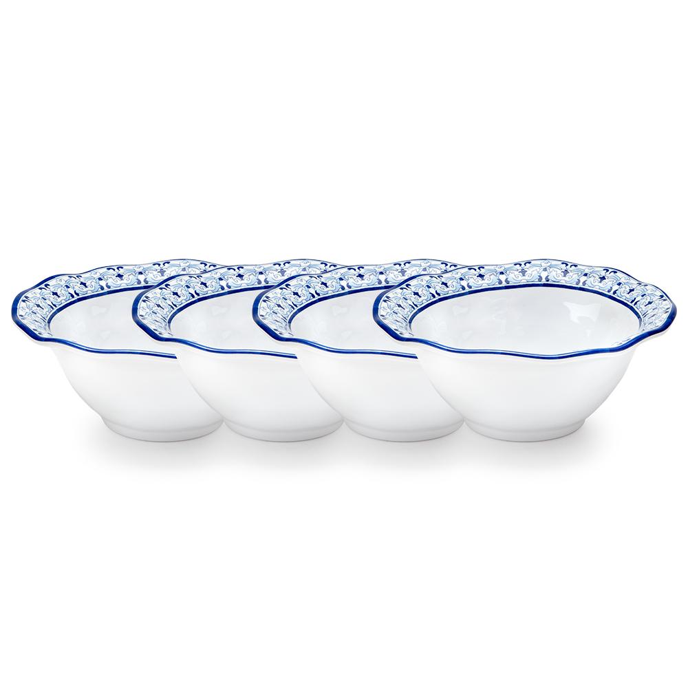 Q Squared Talavera 4-Piece Blue Melamine Cereal Bowl Set