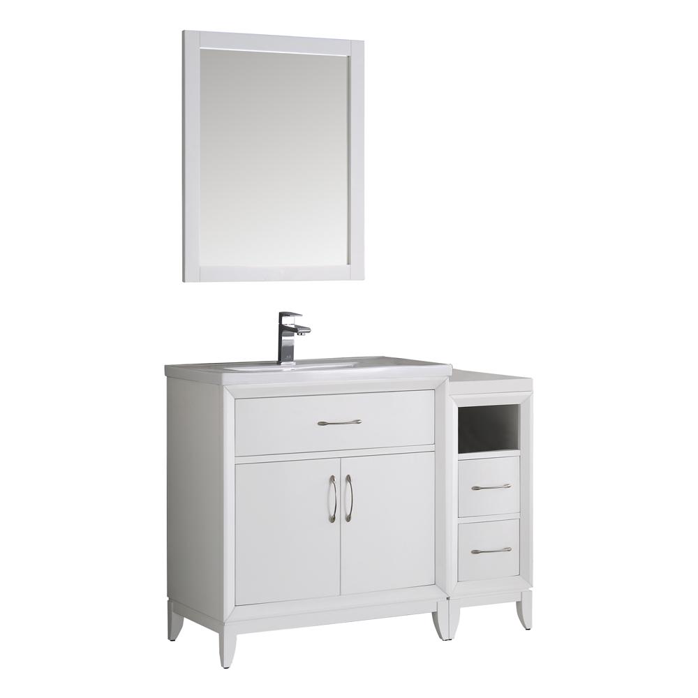 Fresca Cambridge 42 in. Vanity in White with Porcelain Vanity Top in ...