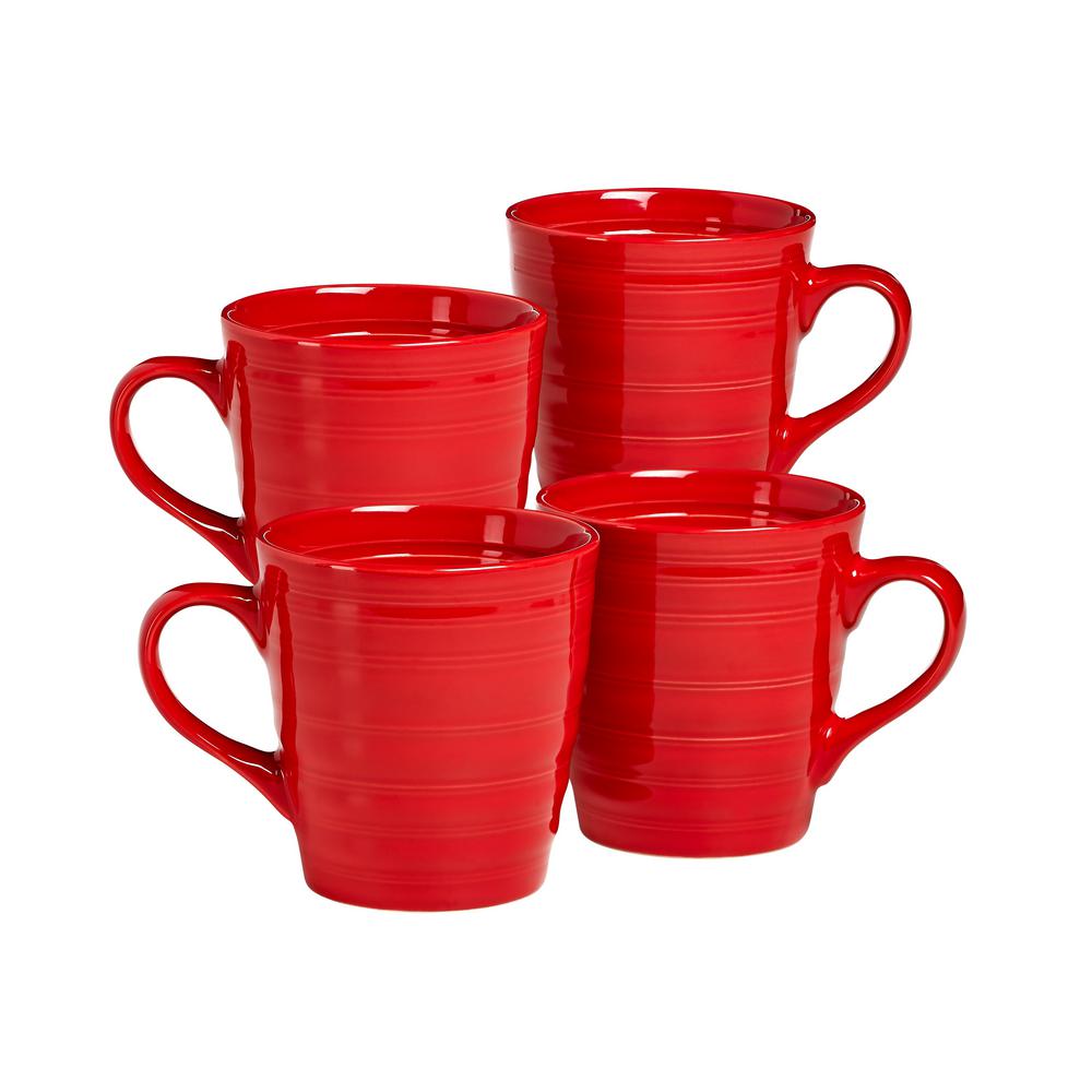 Over and Back 17 oz. Loop Red Stoneware Mug (Set of 4)816460 The