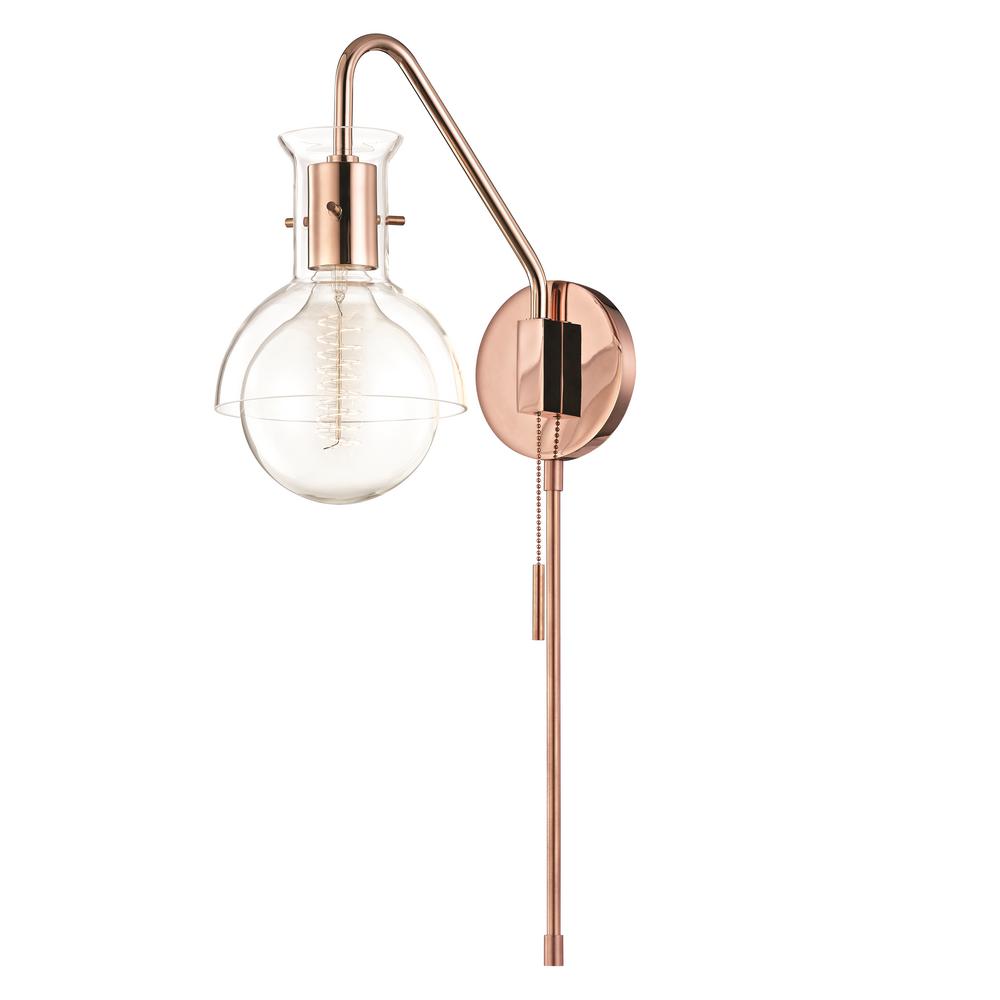 Mitzi By Hudson Valley Lighting Riley 1 Light Polished Copper Wall Mitzi By Hudson Valley Lighting Riley 1 Light Polished Copper Wall Sconce With Clear Glass
