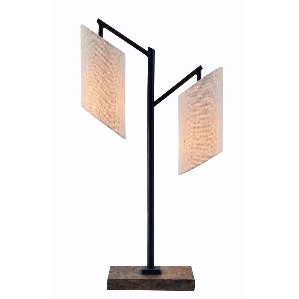 Kenroy Home Solomon 28 In Bronze Table Lamp With Cream Drum Shade Bronze Table Lamp With Cream Drum Shade